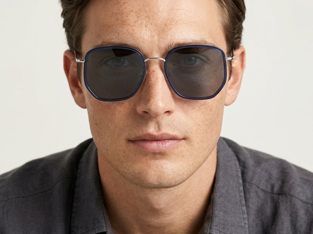 Geometric Blue Metal Sunglasses #BS1913-0688
