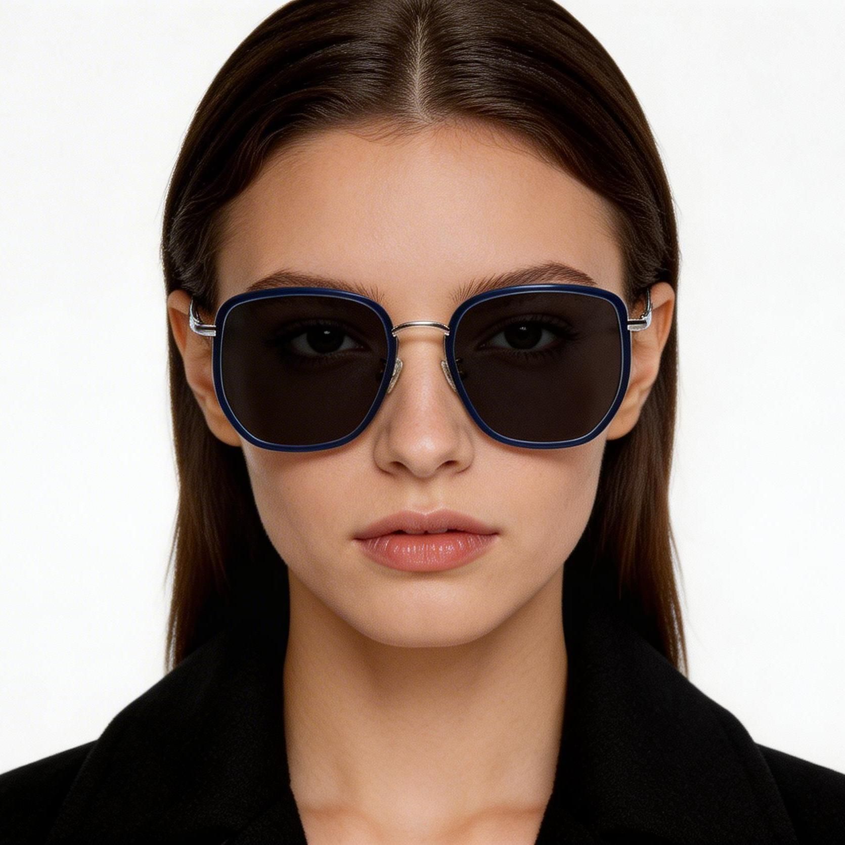 Geometric Blue Metal Sunglasses #BS1913-0688