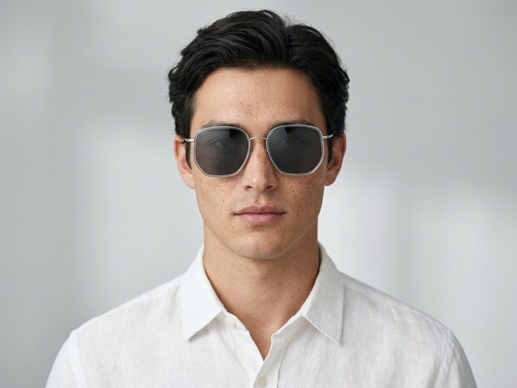 Geometric Grey Metal Sunglasses #BS1913-0689