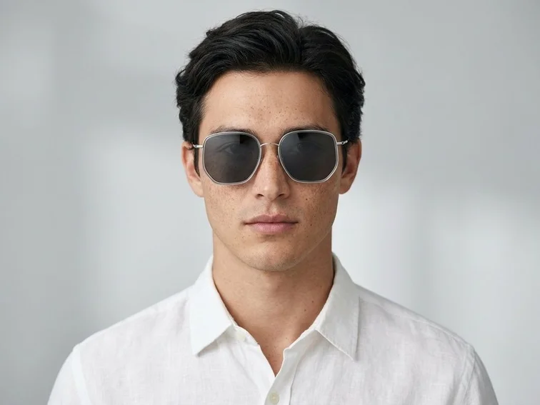 Geometric Grey Metal Sunglasses #BS1913-0689