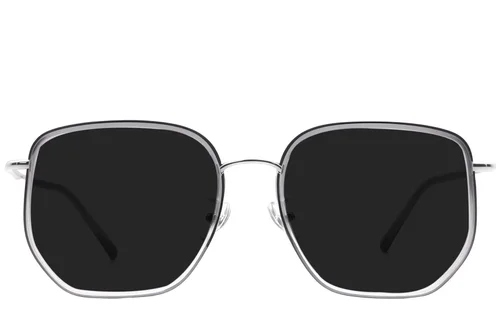 Lunettes de soleil géométriques en métal gris #BS1913-0689