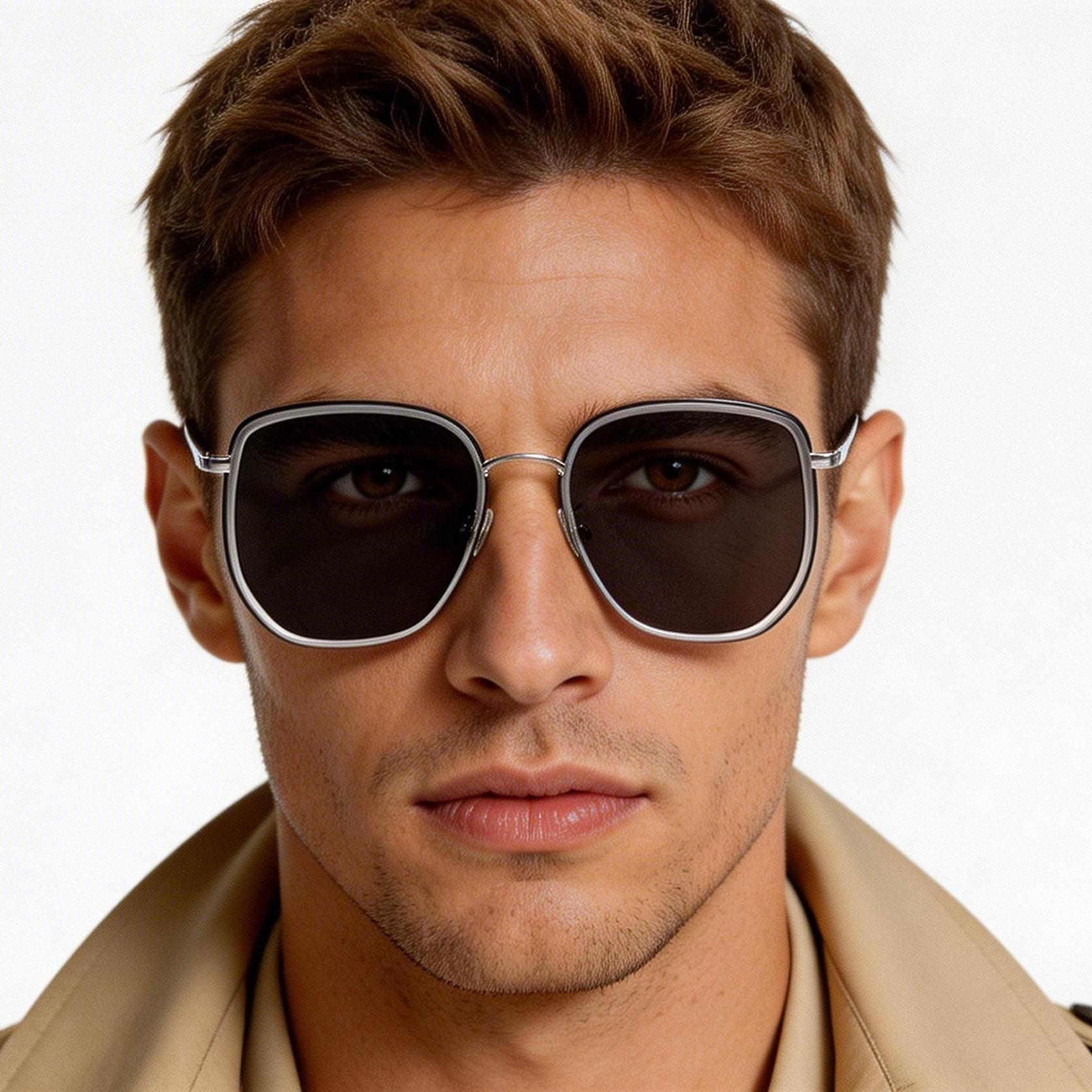 Geometric Grey Metal Sunglasses #BS1913-0689