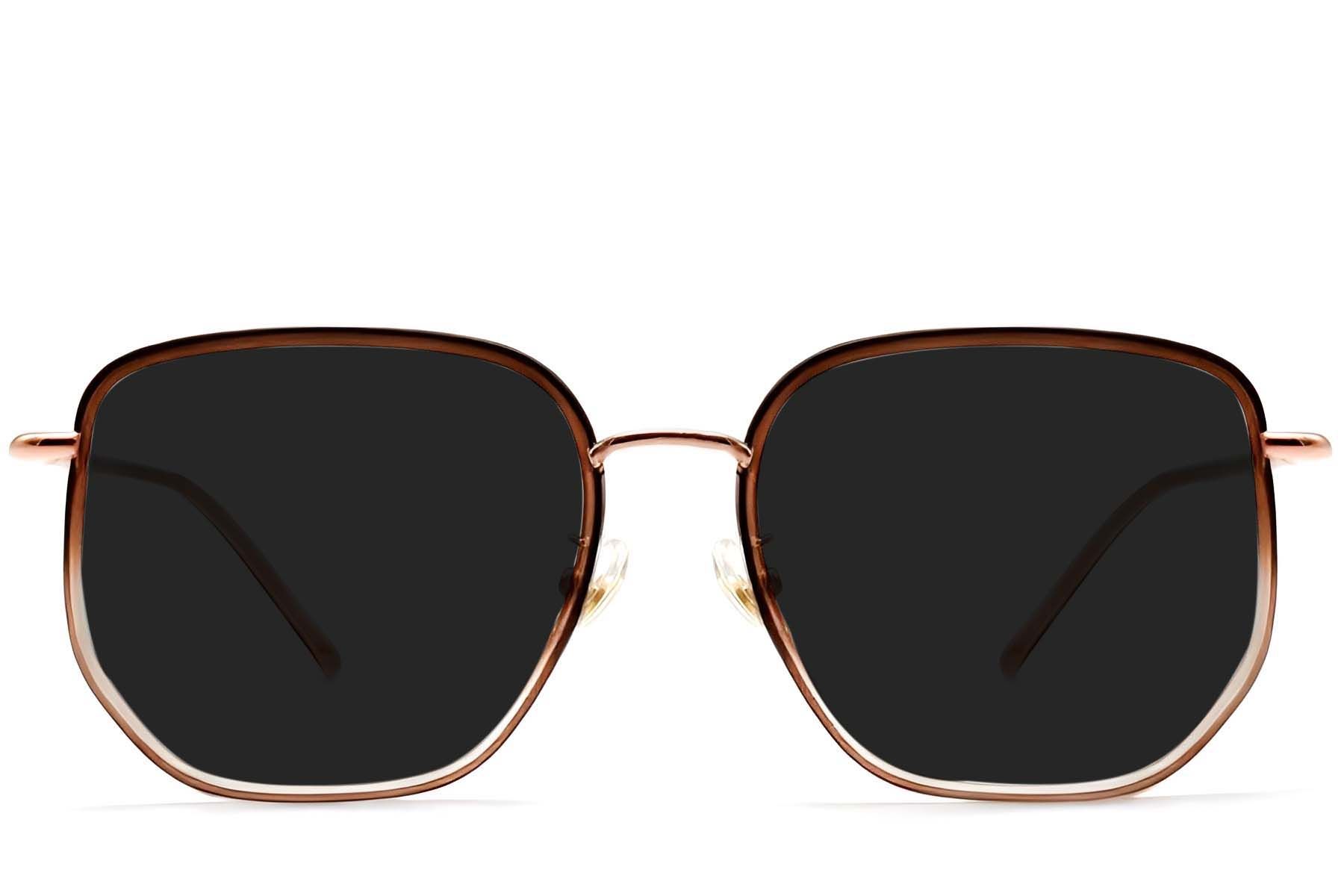 Geometric Brown Metal Sunglasses #BS1913-0690