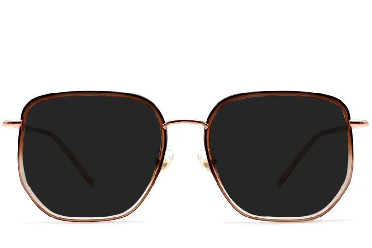 Lunettes de soleil géométriques en métal marron #BS1913-0690