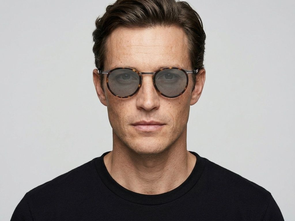 Gafas de sol ovaladas de titanio con montura de carey #BS1913-0697
