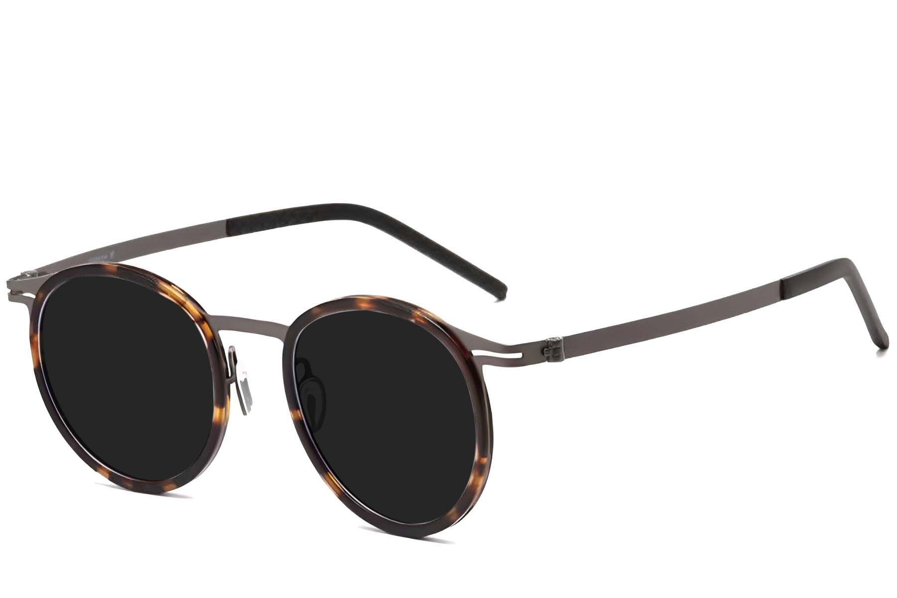 Oval Tortoiseshell Titanium Sunglasses #BS1913-0697