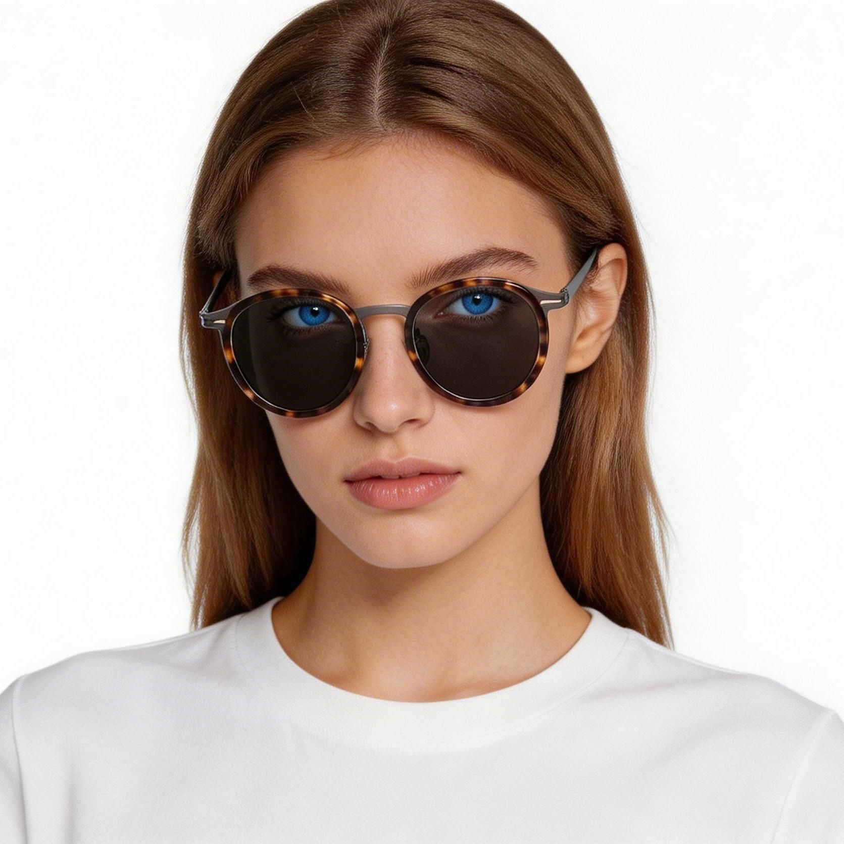 Oval Tortoiseshell Titanium Sunglasses #BS1913-0697