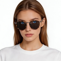 Ovale zonnebril van titanium met schildpadmotief #BS1913-0697