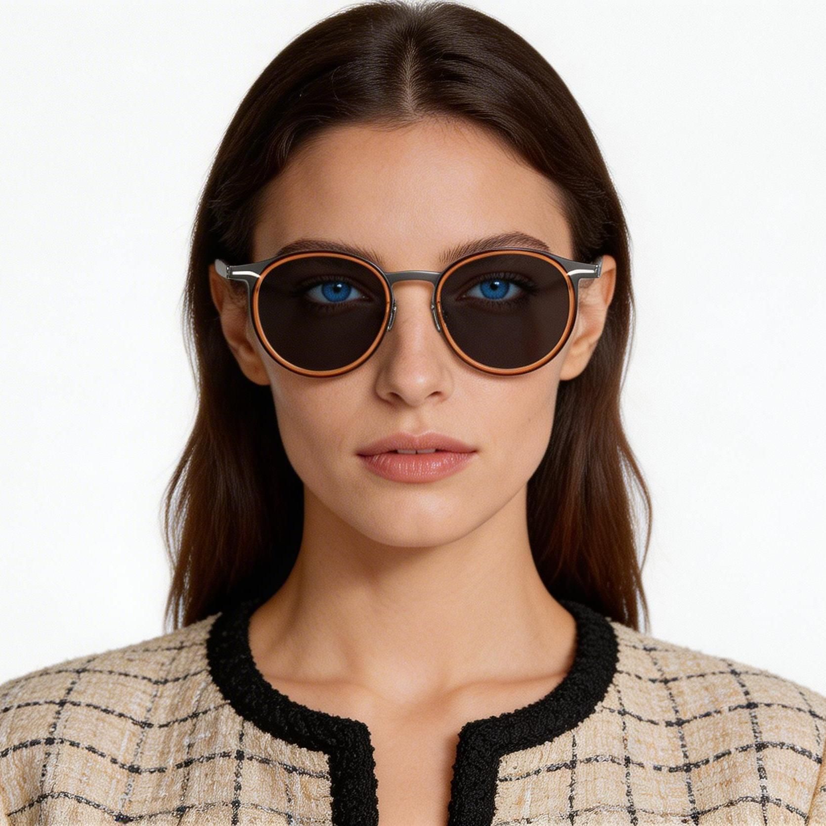 Oval Brown Titanium Sunglasses #BS1913-0700