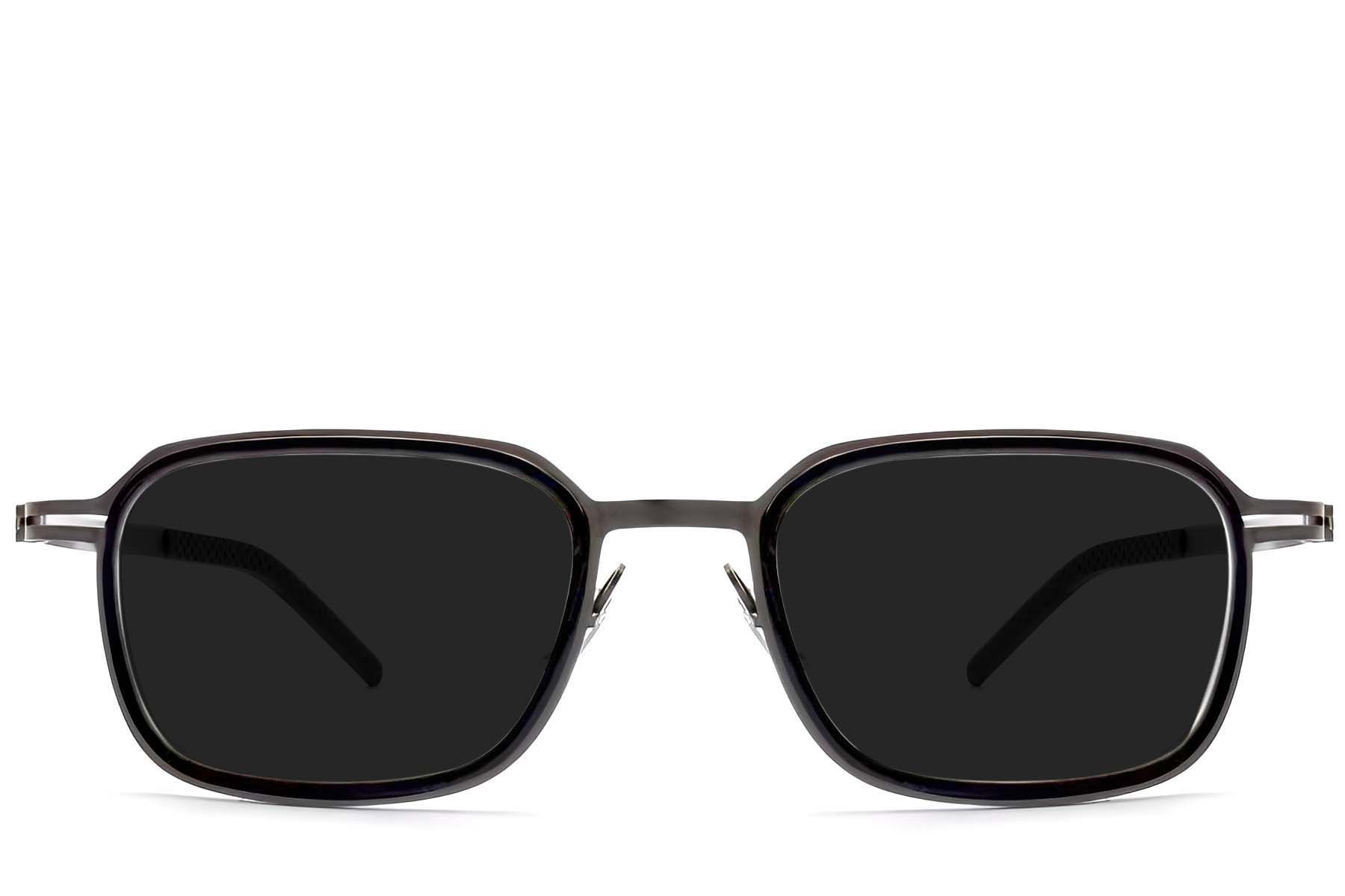 Rectangular Black Titanium Sunglasses #BS1913-0701