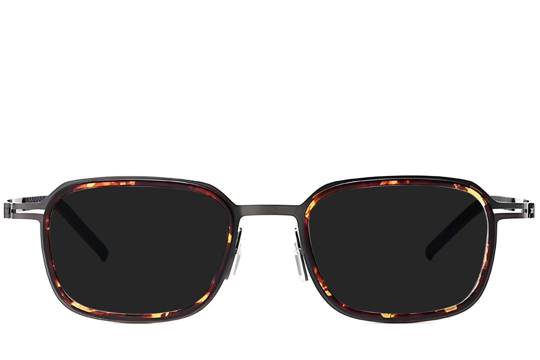 Rectangular Tortoiseshell Titanium Sunglasses #BS1913-0702
