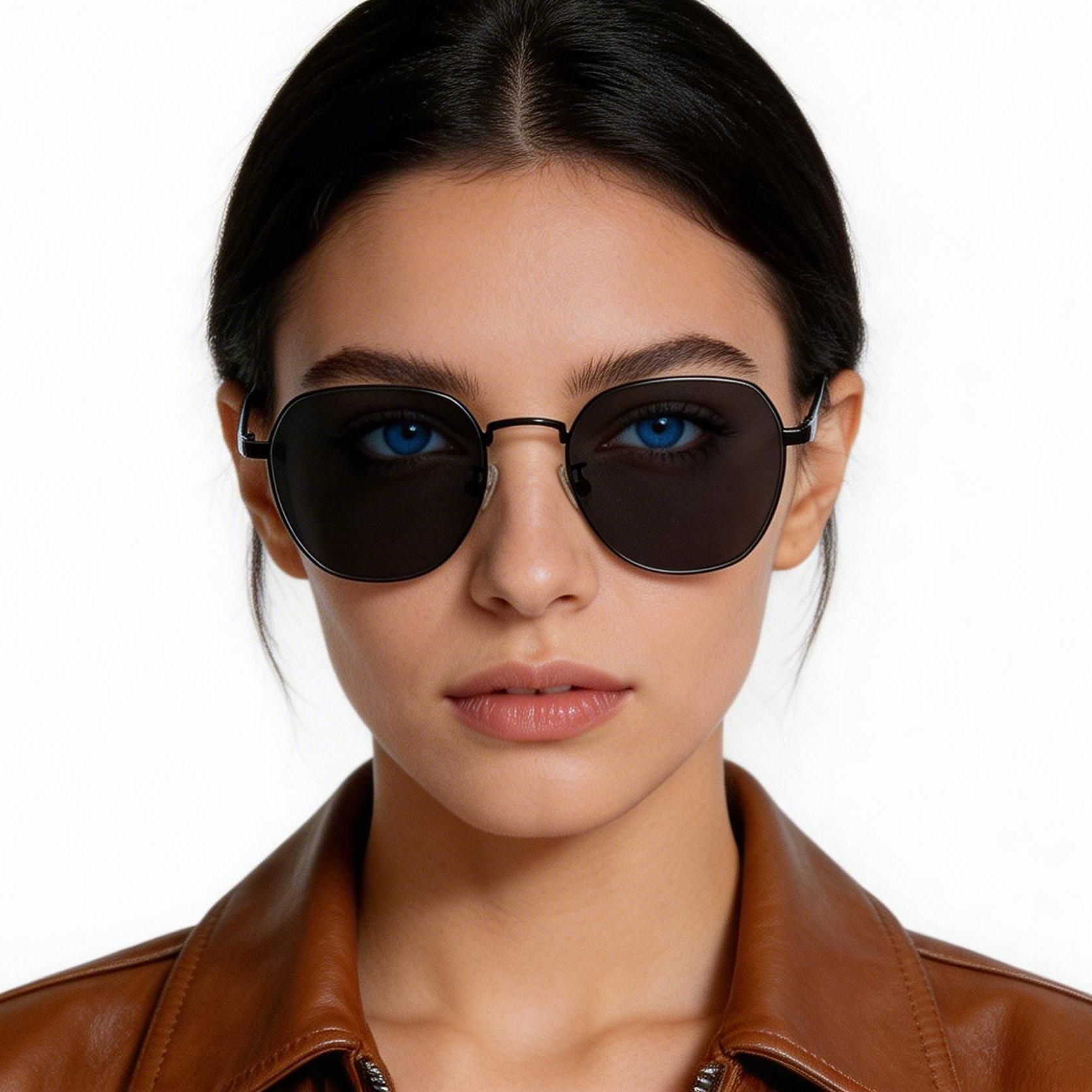 Oval Black Titanium Sunglasses #BS1913-0707