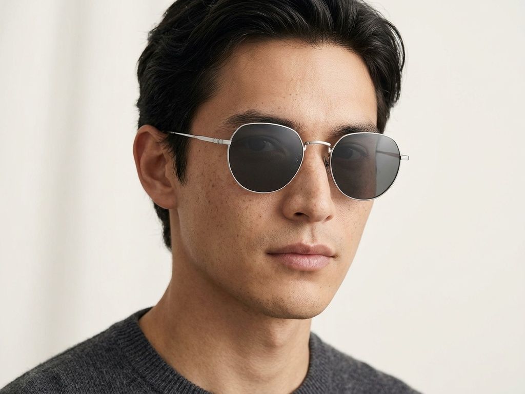 Oval Black Titanium Sunglasses #BS1913-0709