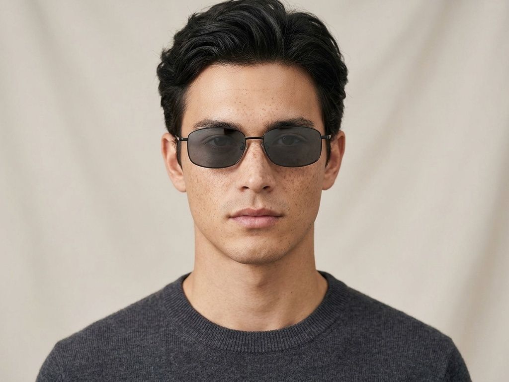 Gafas de sol rectangulares de titanio negro #BS1913-0711