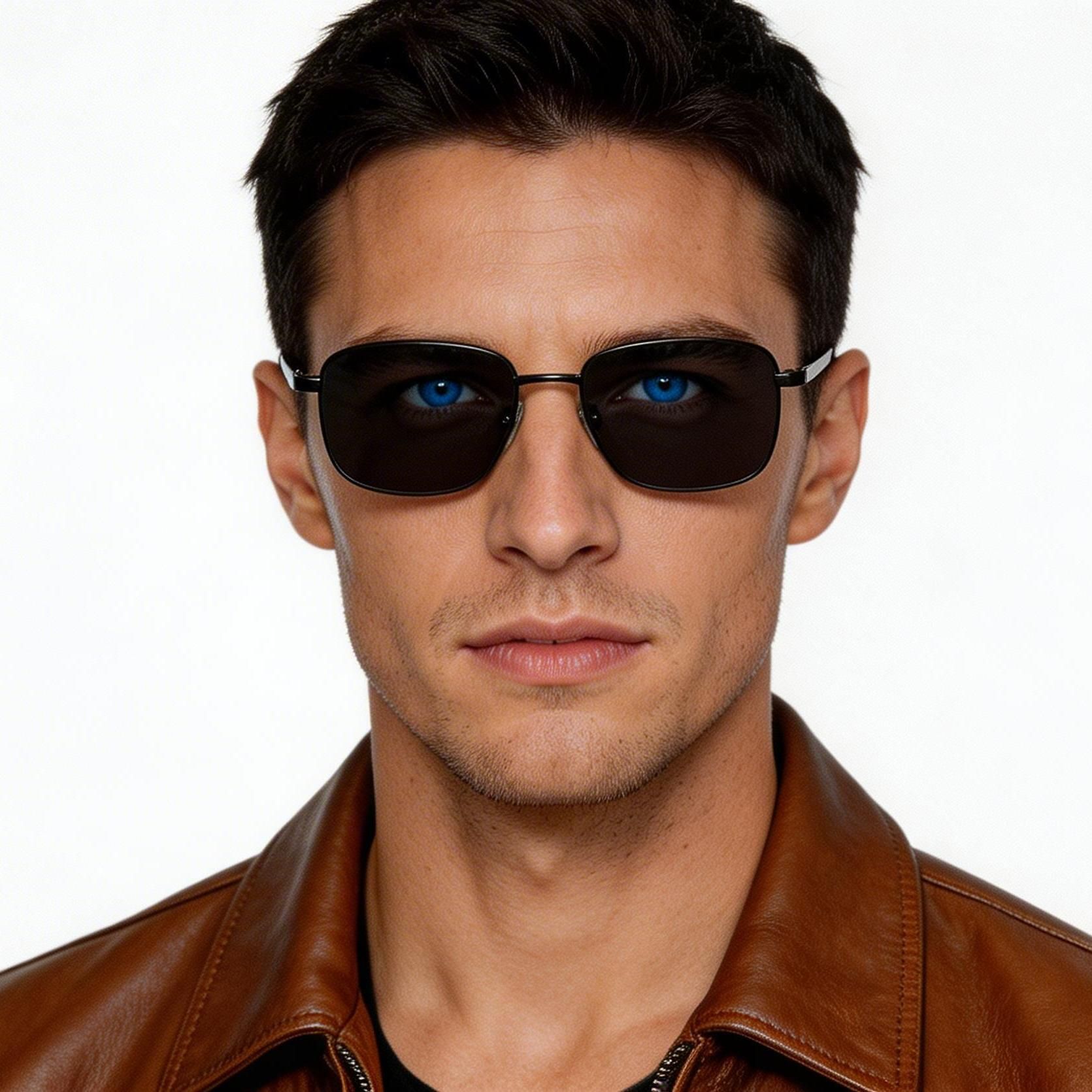 Rectangular Black Titanium Sunglasses #BS1913-0711