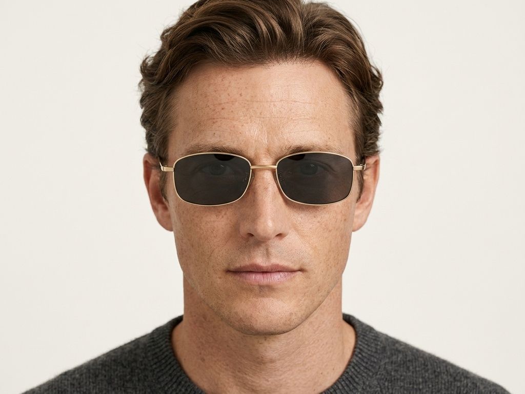 Rectangular Golden Titanium Sunglasses #BS1913-0712