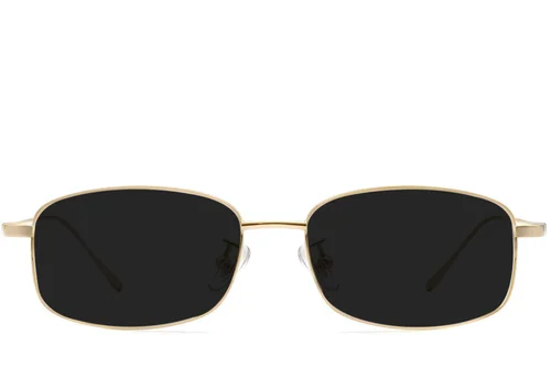 Lunettes de soleil rectangulaires en titane doré #BS1913-0712