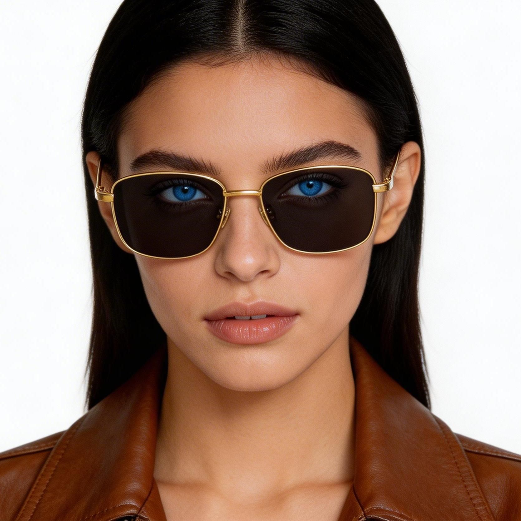 Rectangular Golden Titanium Sunglasses #BS1913-0713