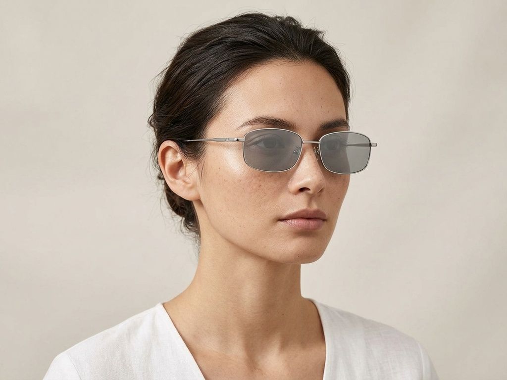 Rectangular Silver Titanium Sunglasses #BS1913-0714