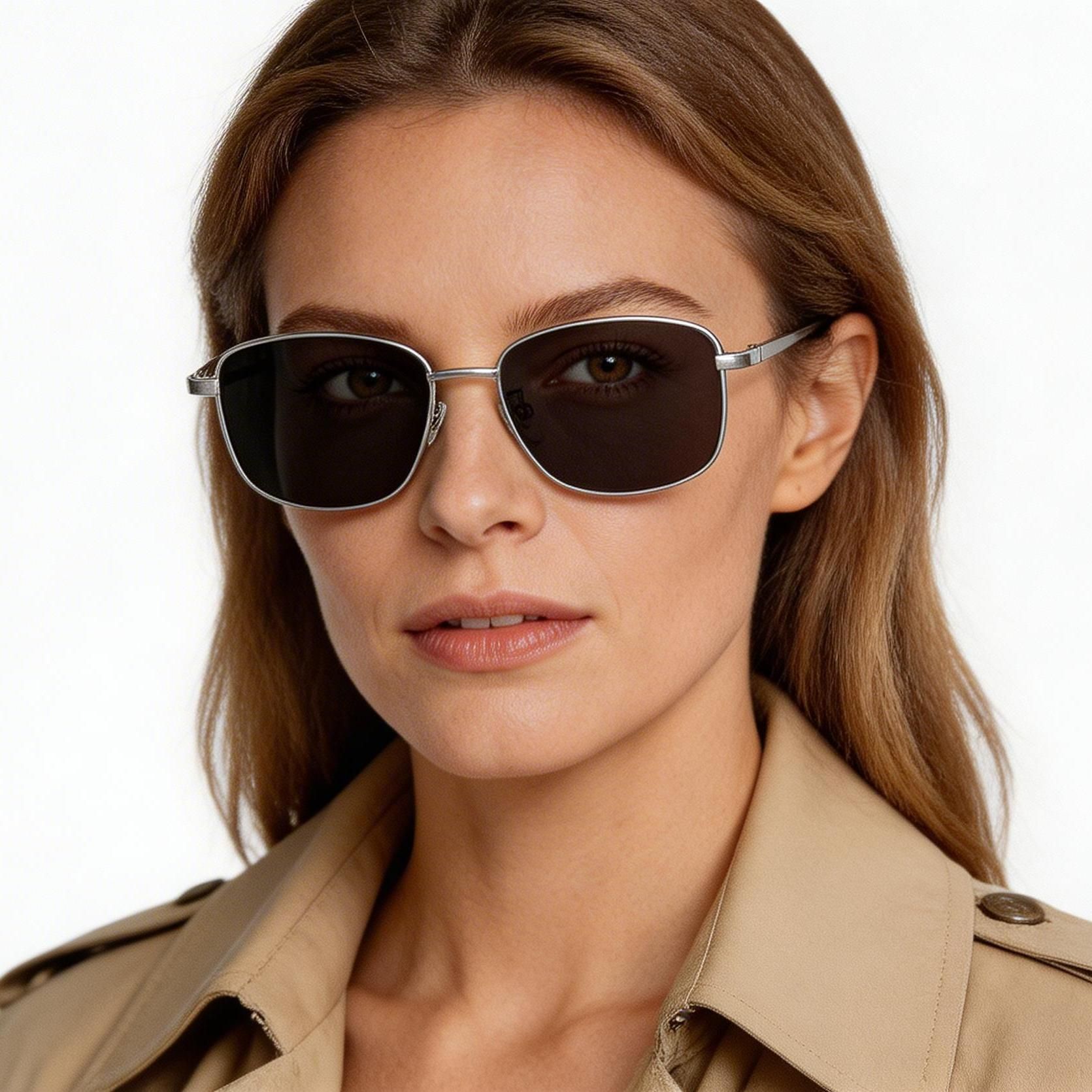 Rectangular Silver Titanium Sunglasses #BS1913-0714