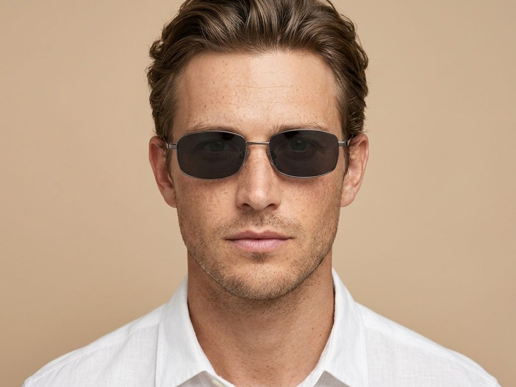 Rectangular Grey Titanium Sunglasses #BS1913-0715