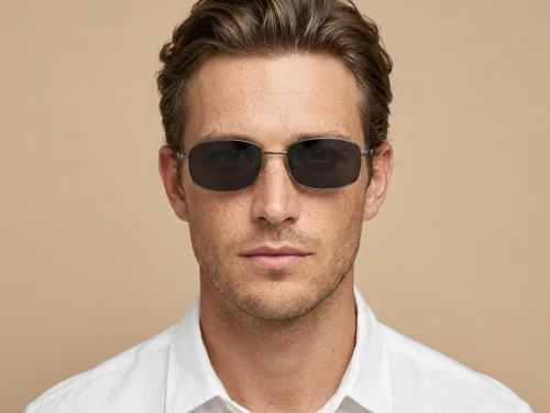 Rectangular Grey Titanium Sunglasses #BS1913-0715