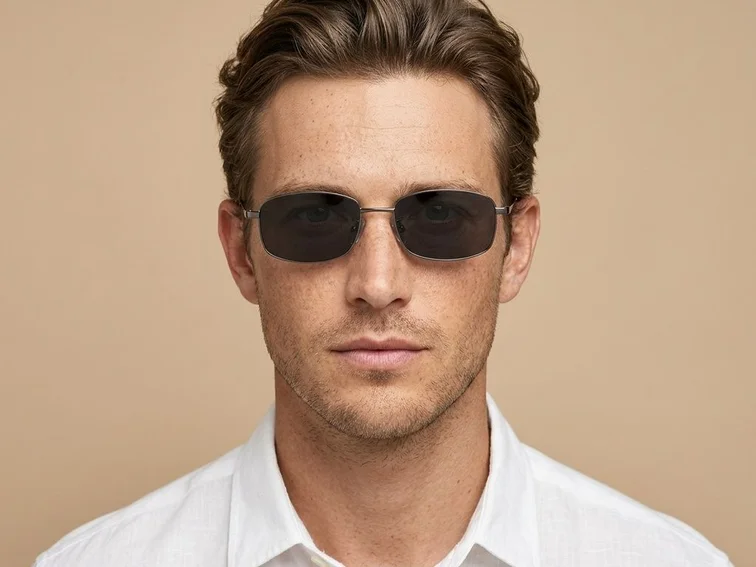 Rectangular Grey Titanium Sunglasses #BS1913-0715