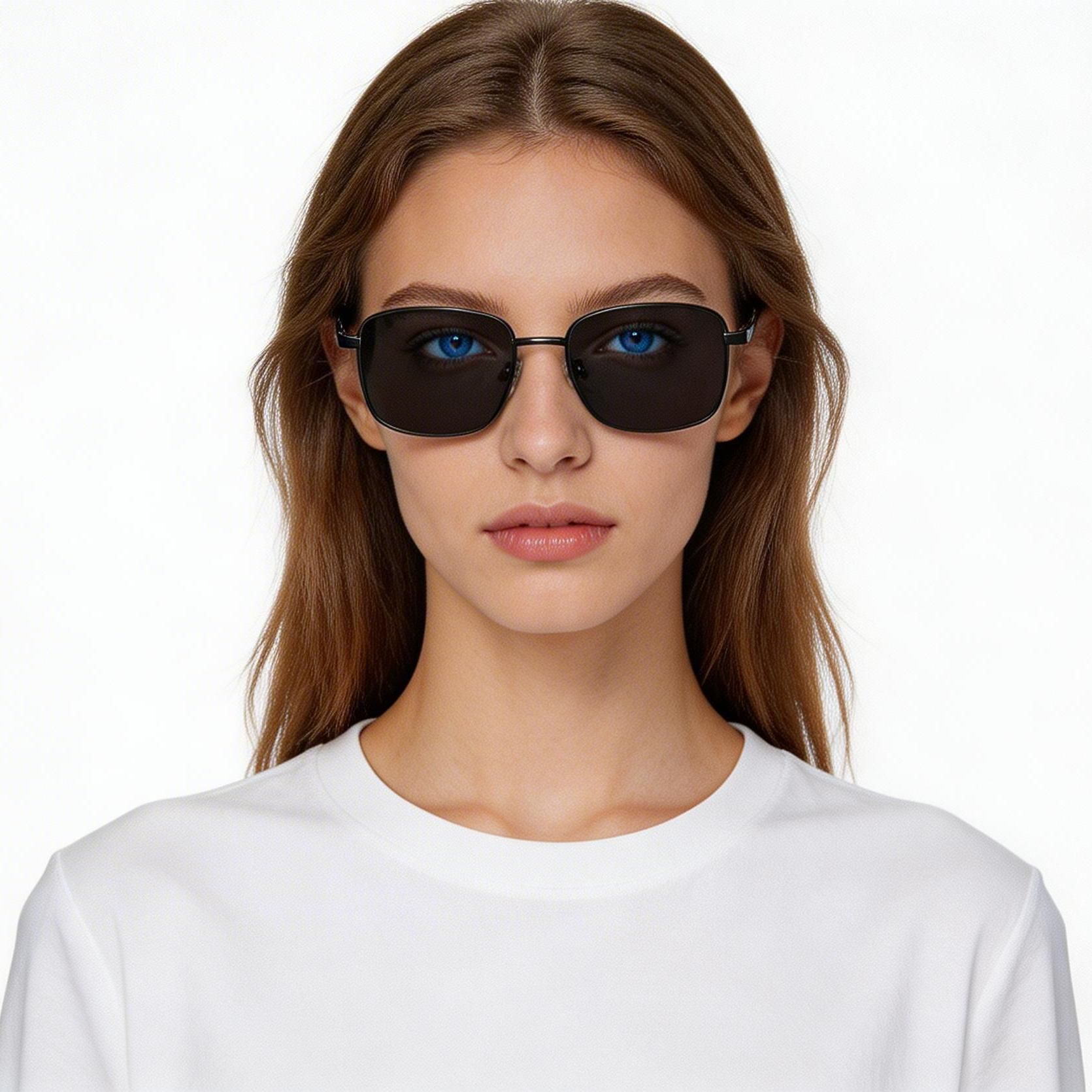 Rectangular Grey Titanium Sunglasses #BS1913-0715