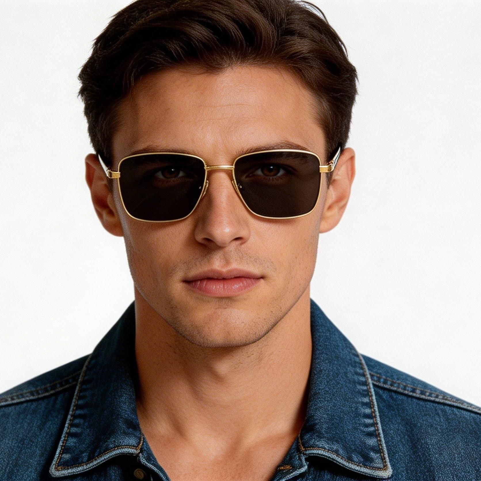 Rectangular Golden Titanium Sunglasses #BS1913-0716