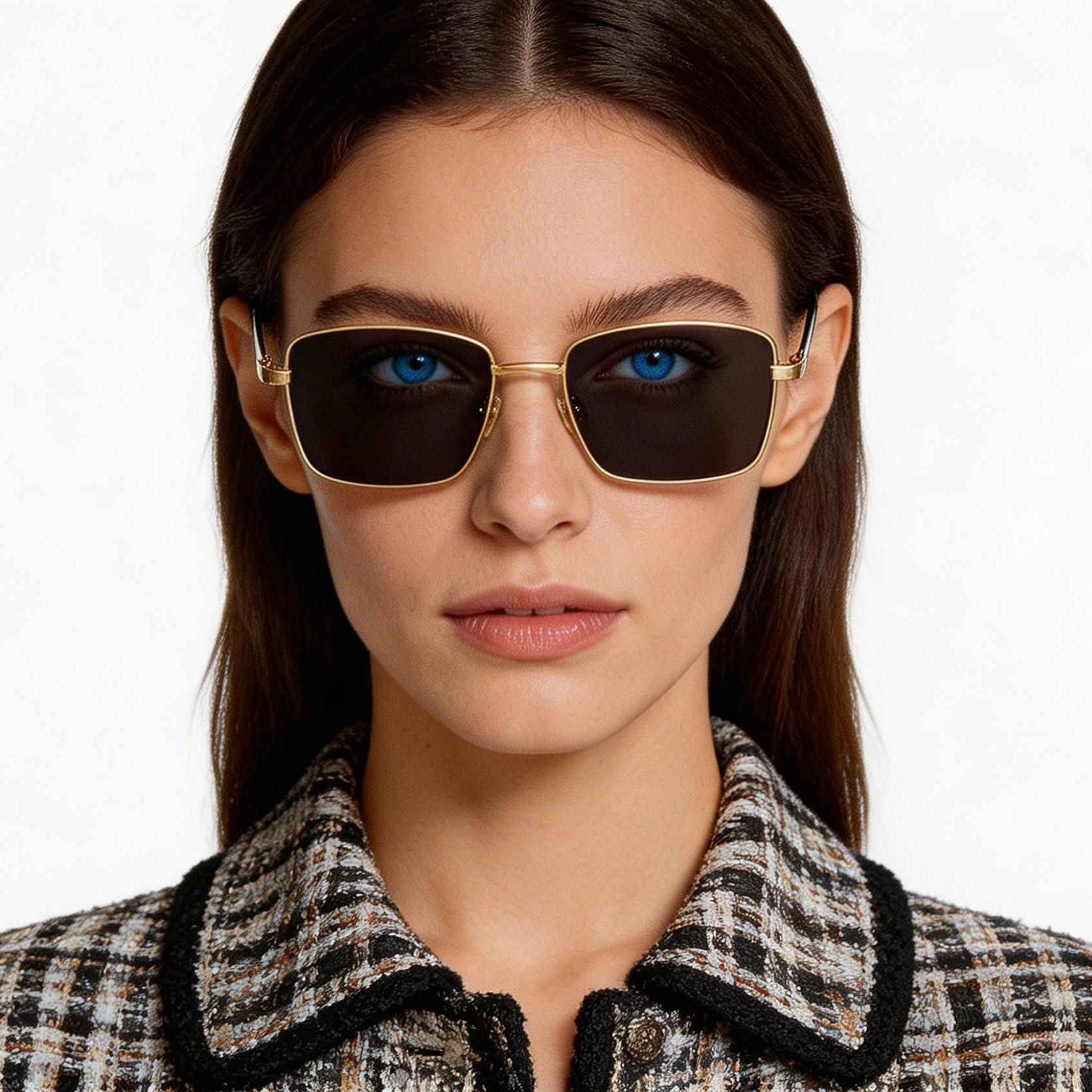 Rectangular Golden Titanium Sunglasses #BS1913-0716