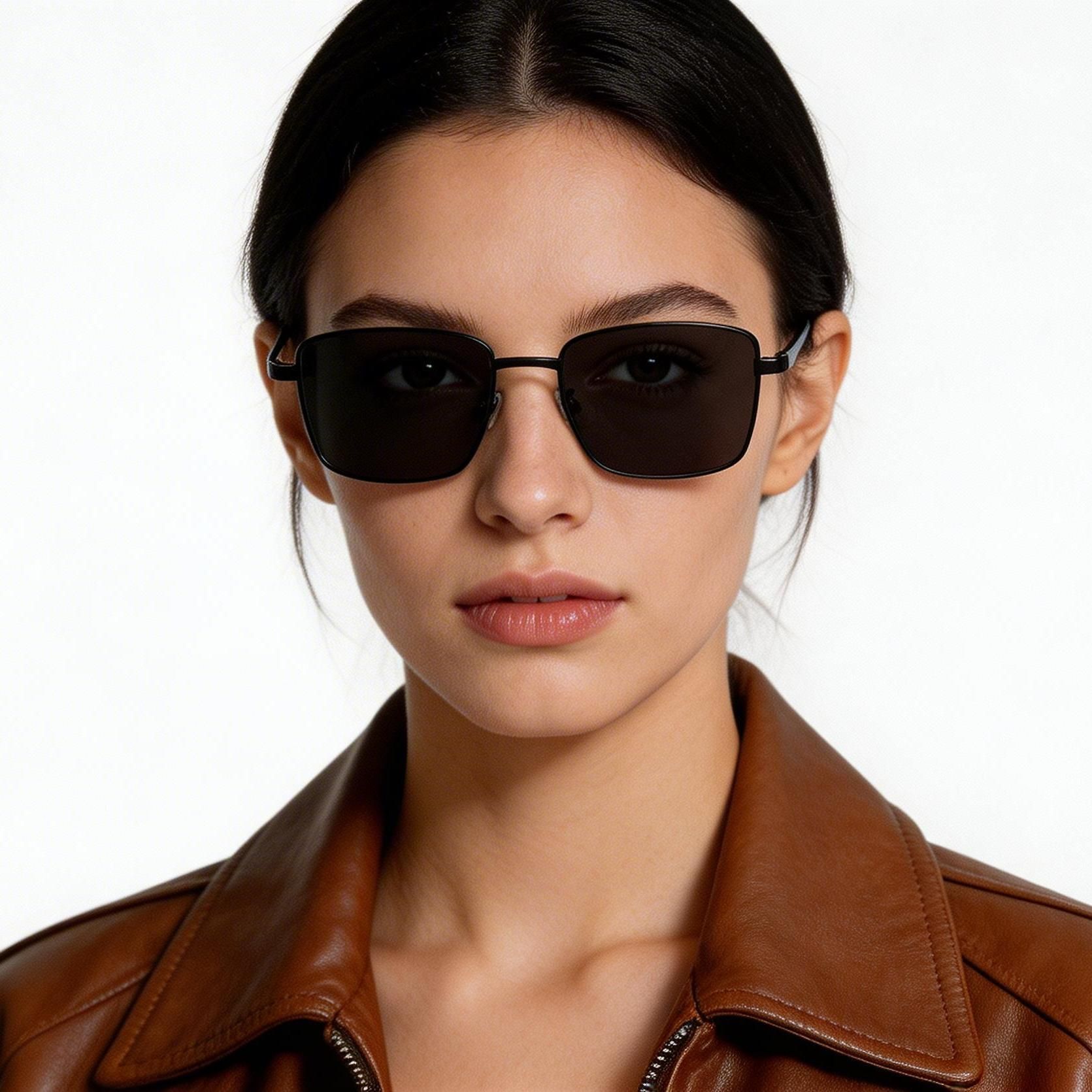 Rectangular Black Titanium Sunglasses #BS1913-0717