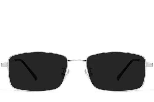 Lunettes de soleil rectangulaires en titane argenté #BS1913-0718