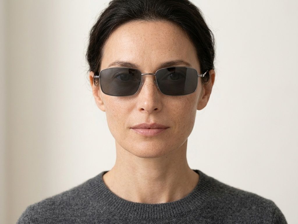 Rectangular Grey Titanium Sunglasses #BS1913-0719