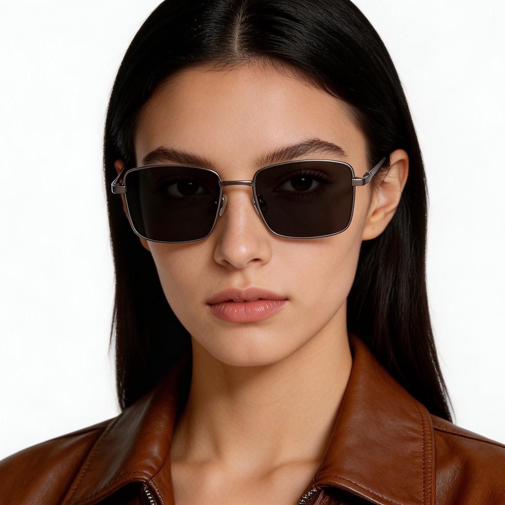 Rectangular Grey Titanium Sunglasses #BS1913-0719