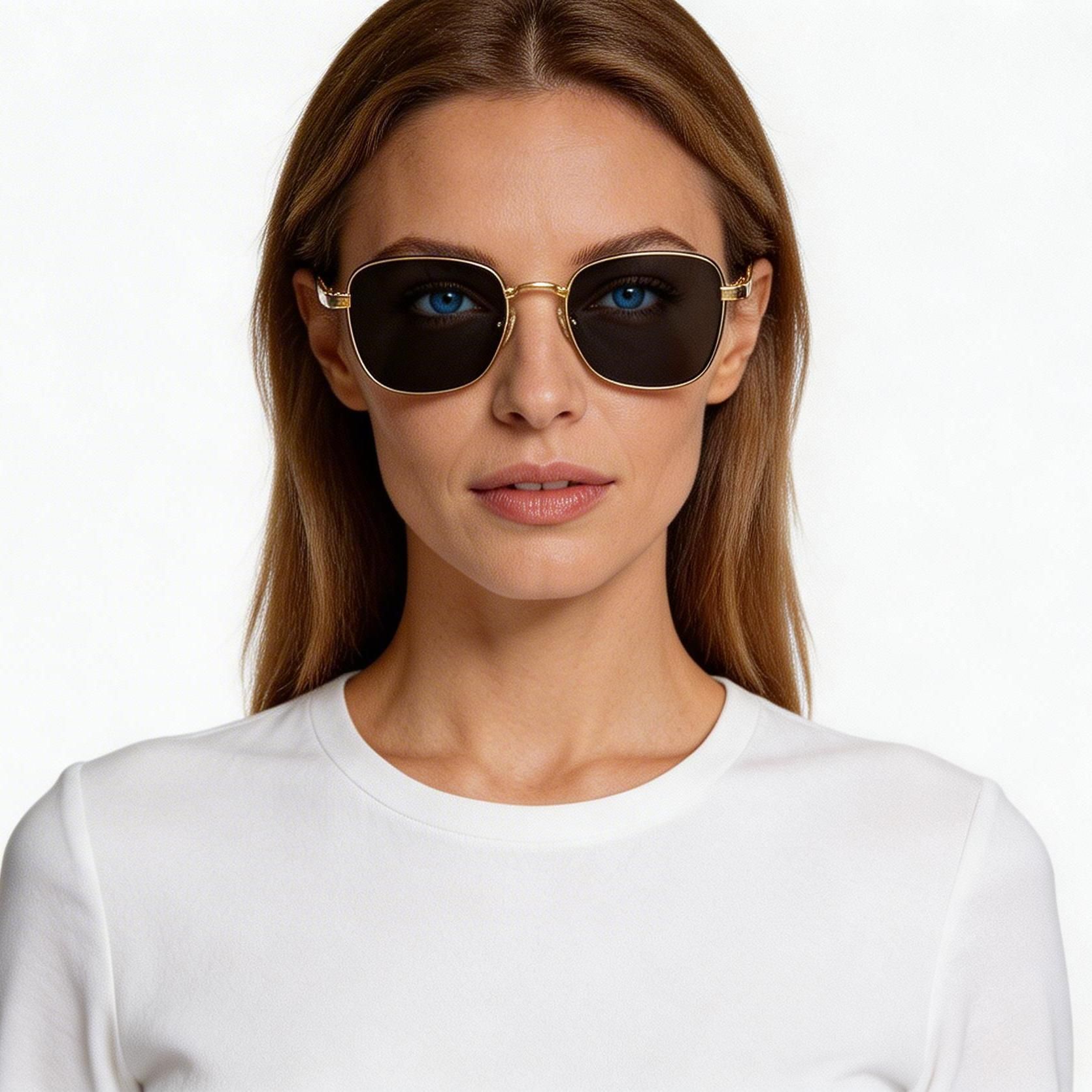 Rectangular Golden Titanium Sunglasses #BS1913-0720