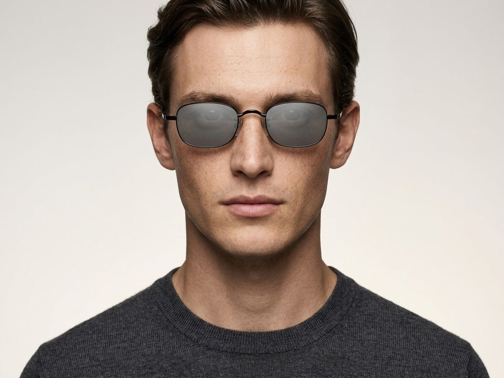 Rectangular Black Titanium Sunglasses #BS1913-0721