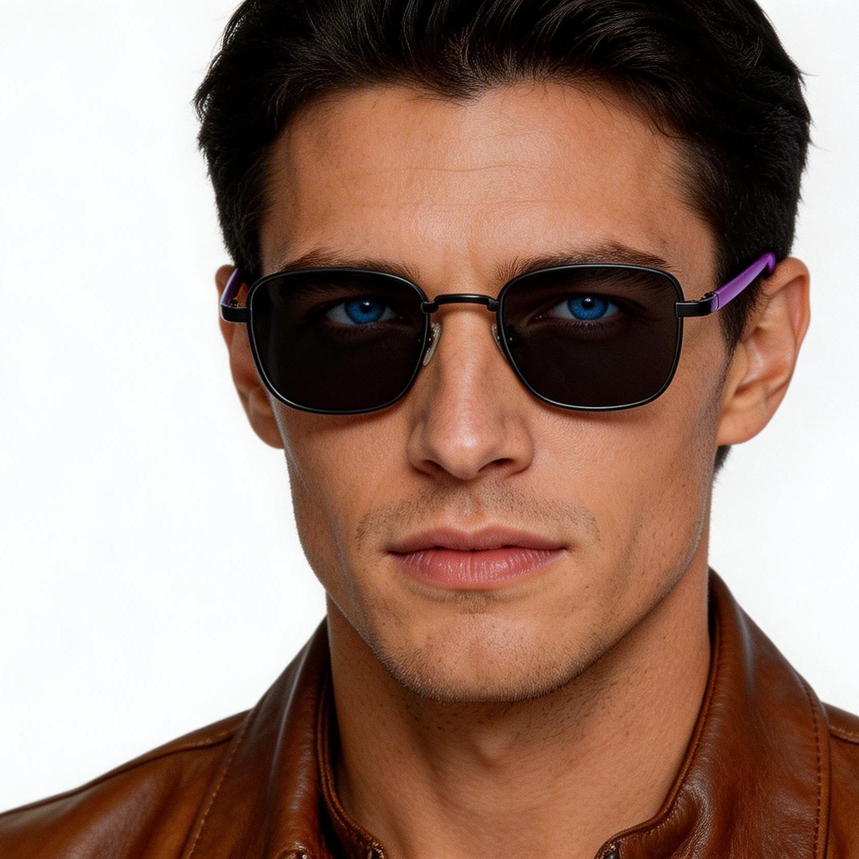 Rectangular Black Titanium Sunglasses #BS1913-0721