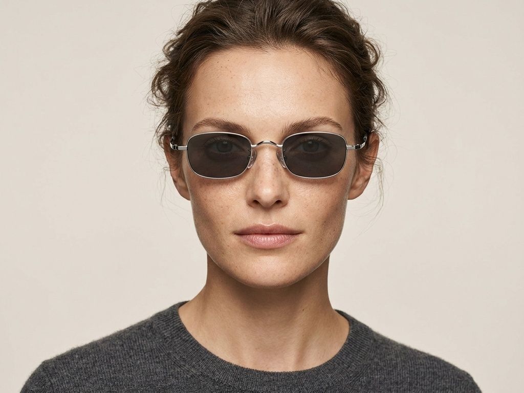 Gafas de sol rectangulares de titanio plateado #BS1913-0722