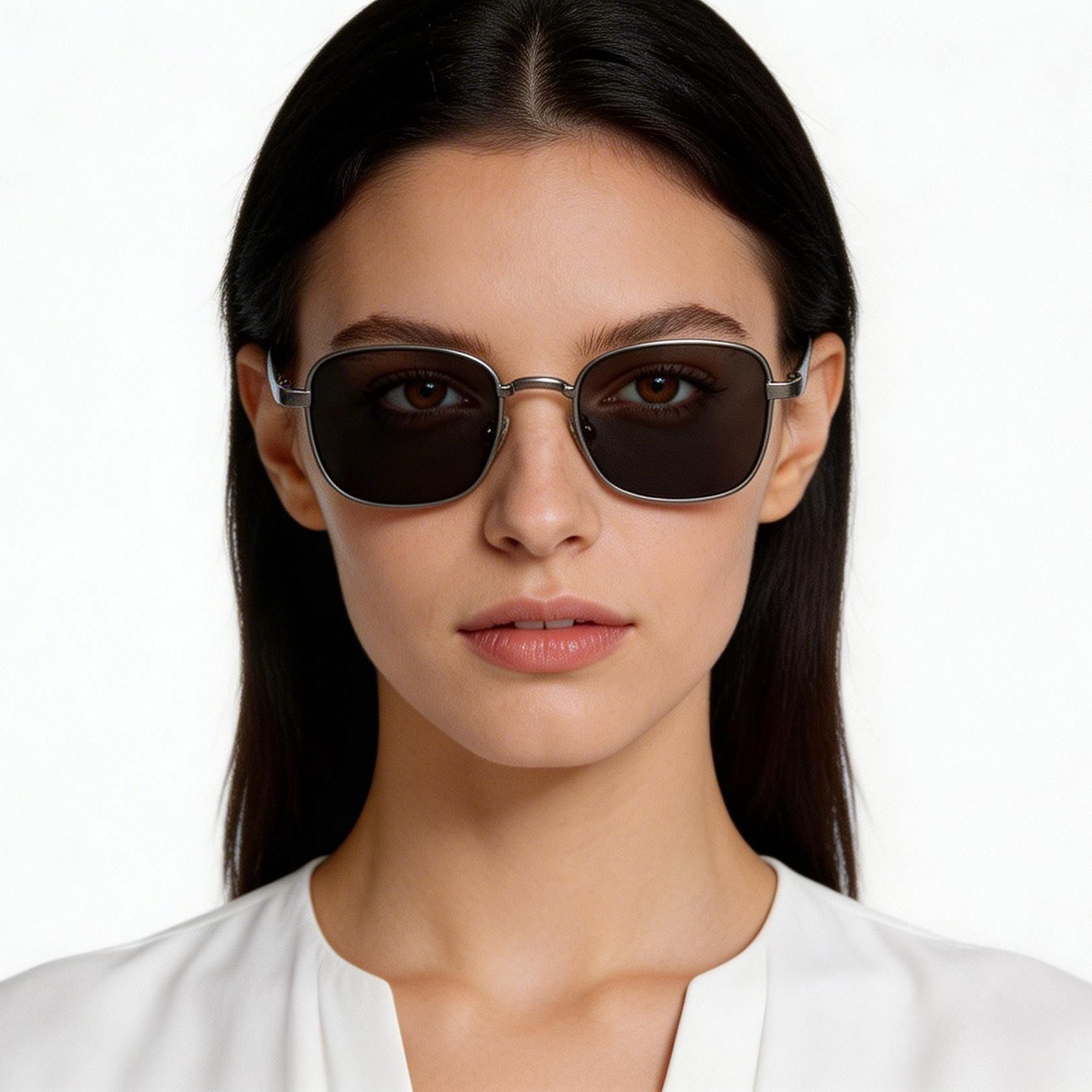 Rechthoekige grijze titanium zonnebril #BS1913-0724