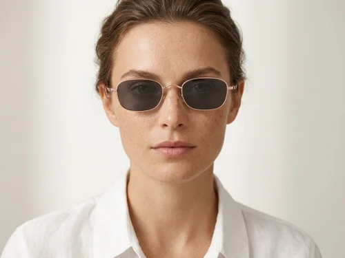 Lunettes de soleil rectangulaires en titane rose #BS1913-0725