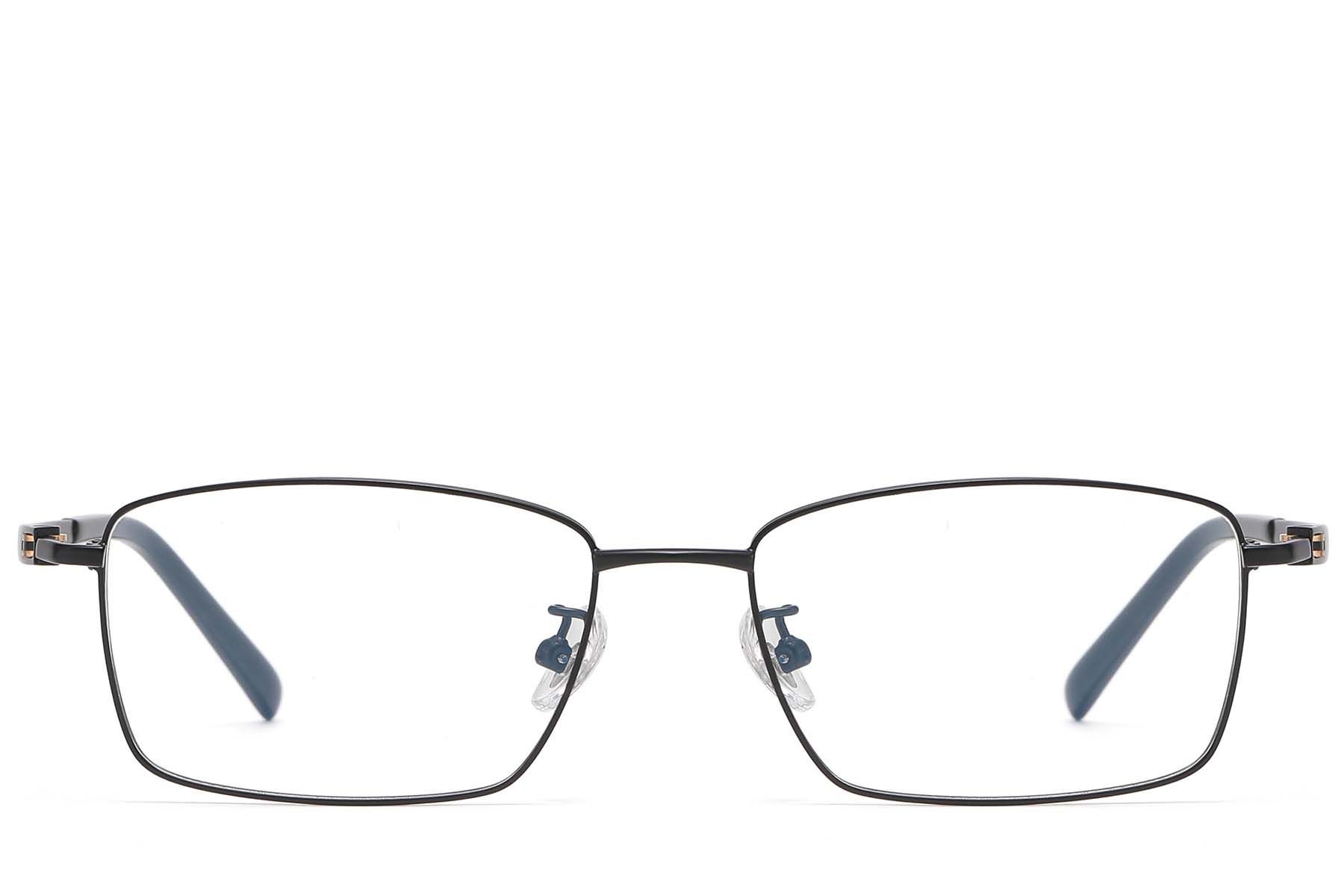 Rechthoekige zwarte titanium bril #BS1913-0727