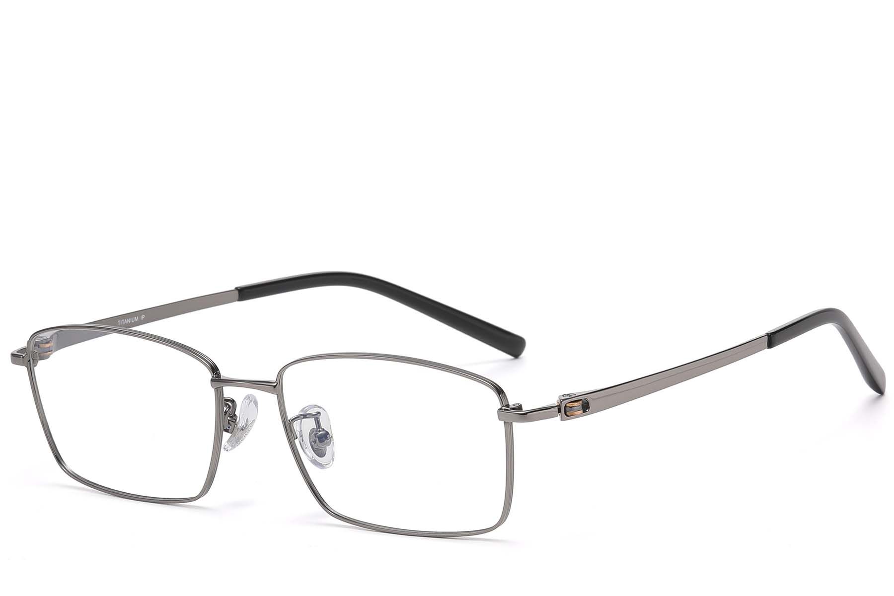 Gafas rectangulares de titanio gris #BS1913-0730