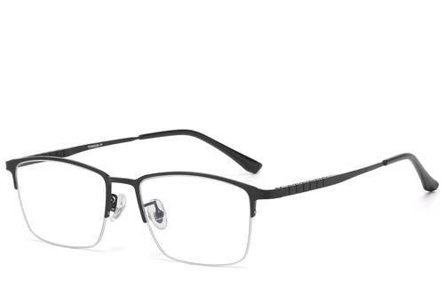 Lunettes semi-cerclées en titane noir #BS1913-0731