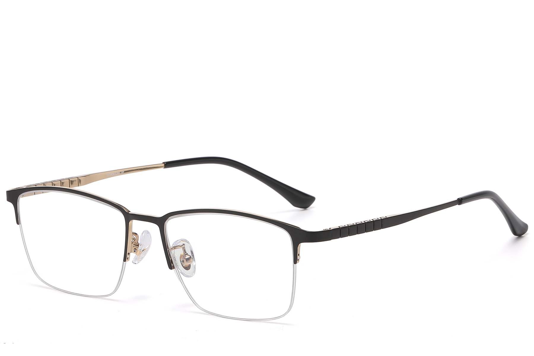 Semi-rimless Black Titanium Glasses #BS1913-0732