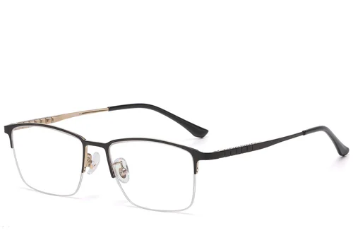 Lunettes semi-cerclées en titane noir #BS1913-0732