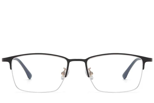 Lunettes semi-cerclées en titane noir #BS1913-0732