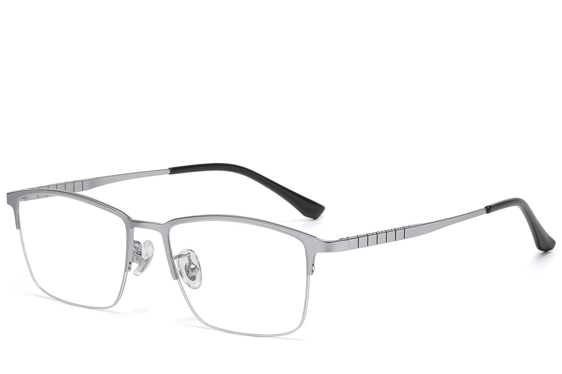 Semi-rimless Silver Titanium Glasses #BS1913-0733