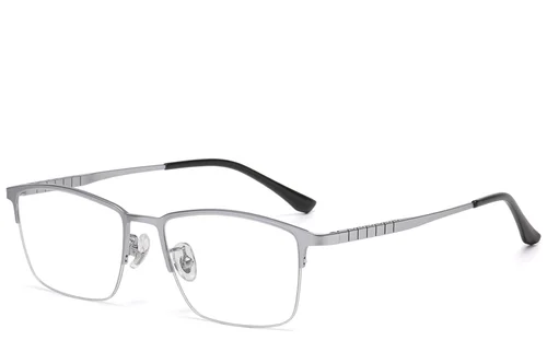 Lunettes semi-cerclées en titane argenté #BS1913-0733