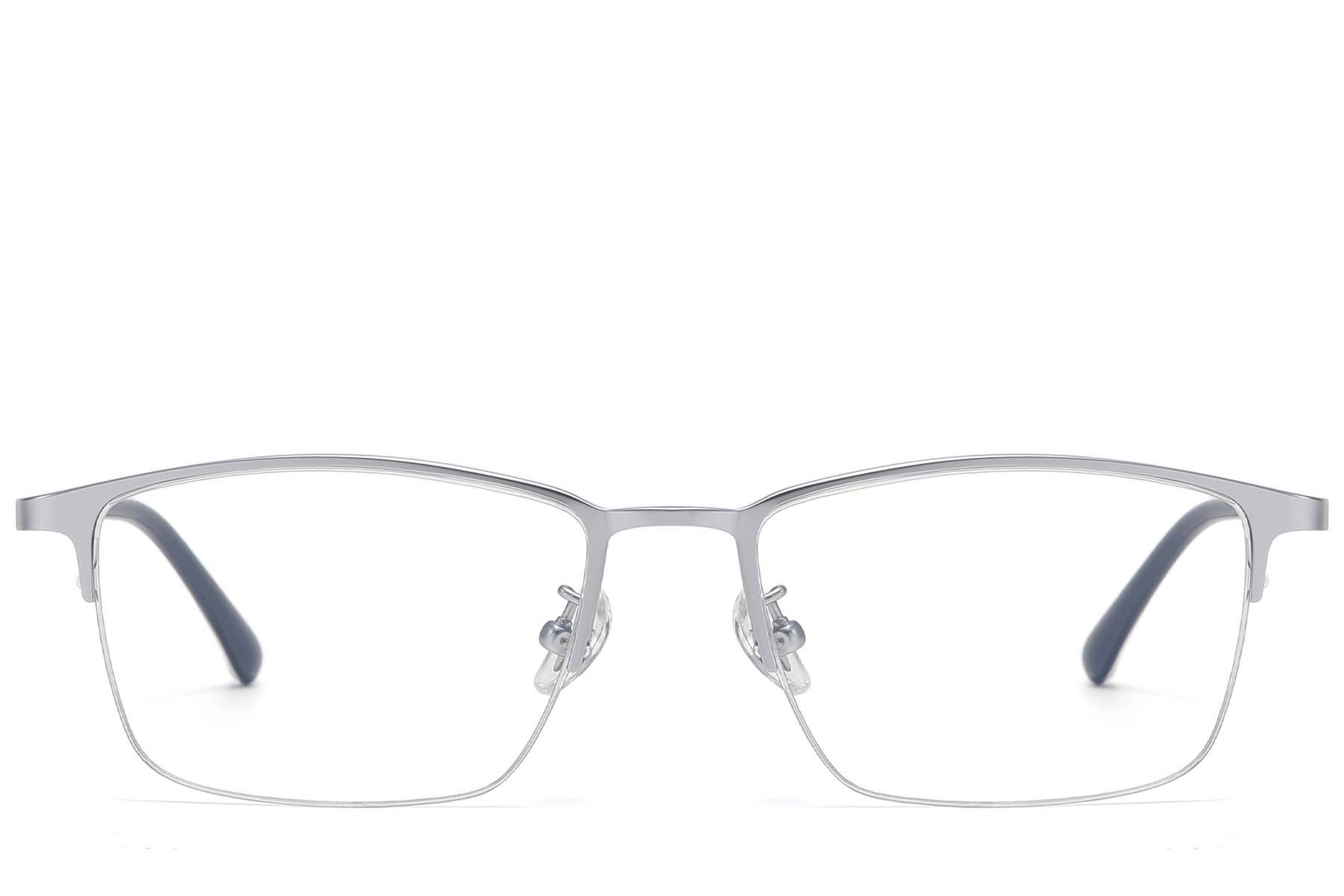 Semi-rimless Silver Titanium Glasses #BS1913-0733