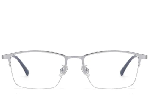 Lunettes semi-cerclées en titane argenté #BS1913-0733